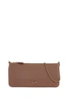Pinko Horizontal Flat Clutch In Biscotto Zenzero-antique Gold (beige)