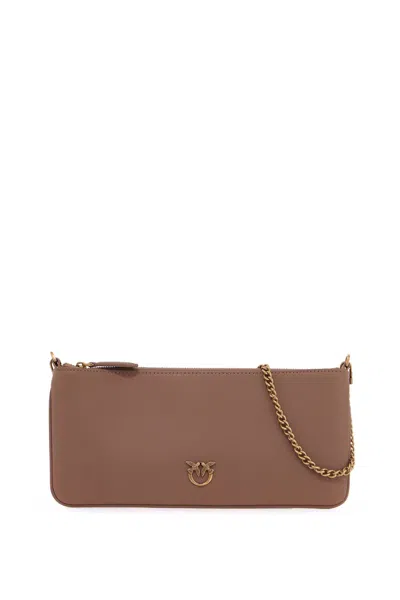 Pinko Horizontal Flat Clutch In Biscotto Zenzero-antique Gold (beige)