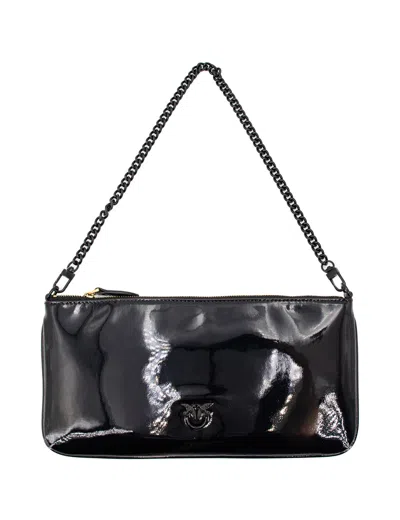Pinko Horizontal Flat Clutch In Nero Limousine Block Color