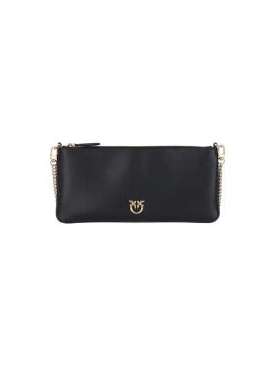 Pinko Horizontal Flat Crossbody Bag In Black