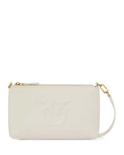 Pinko Horizontal Flat Mini White Leather Wristlet
