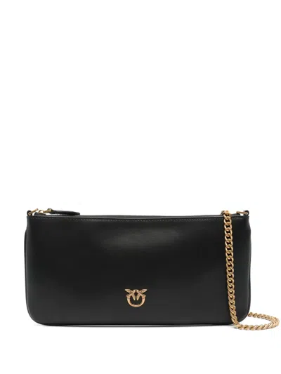 Pinko Horizontal Flat Shoulder Bag In Black