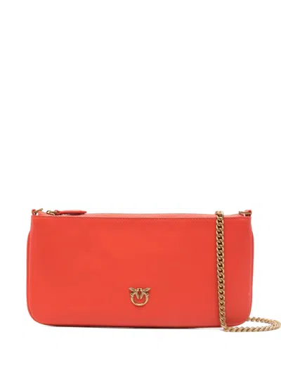 Pinko Horizontal Flat Shoulder Bag In Orange