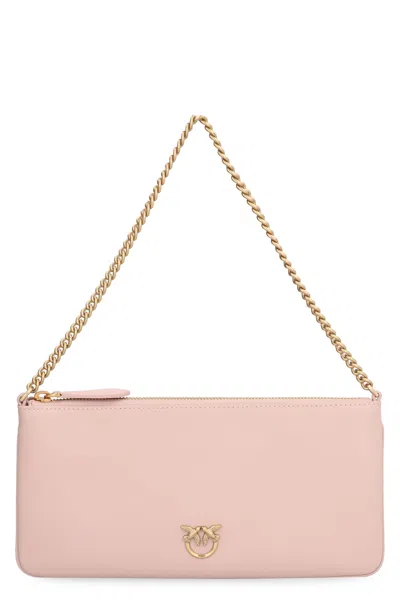 Pinko Horizontal Leather Shoulder Bag In Q Powder