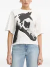 Pinko Crew Neck Short Sleeves Graphic Print Top In White
