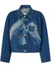 Pinko Jeansjacke Mit Pferde-print In Blau