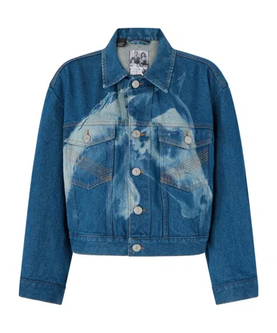PINKO HORSE-PRINT DENIM JACKET