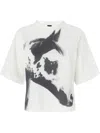 Pinko Crew Neck Short Sleeves Graphic Print Top In Gray