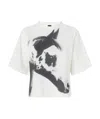 Pinko Crew Neck Short Sleeves Graphic Print Top In Gray