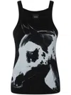 Pinko Curly Horse Graphic Ribbed Sleeveless Top In Black