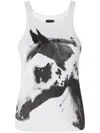 Pinko Curly Tank Top Graphic Print In White