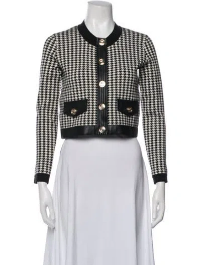 Pre-owned Pinko Houndstooth Print Jacket In Black