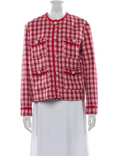 Pre-owned Pinko Houndstooth Print Jacket In Pink