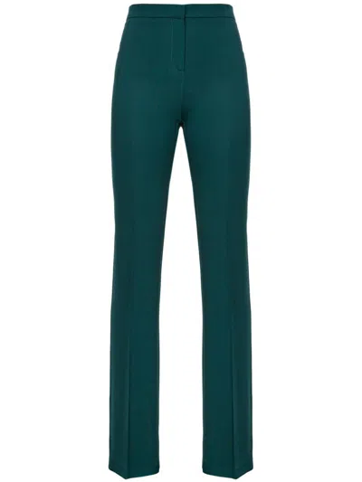 Pinko Hulka Cady Flared Trousers In Dark Bottle Green