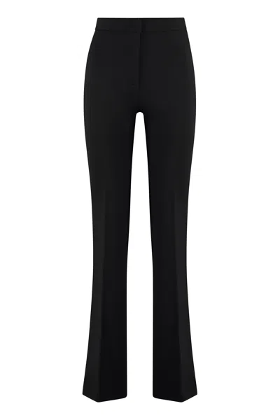 Pinko High-waisted Flared Crepe Trousers In Black