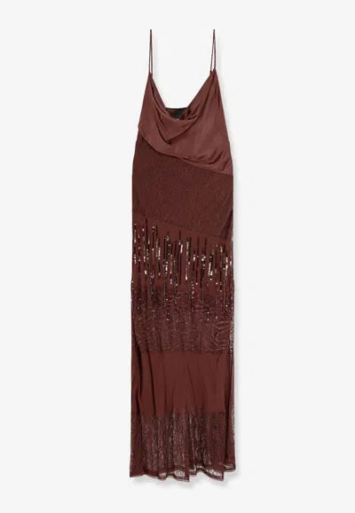 PINKO IBIS SEQUIN-EMBELLISHED MAXI DRESS