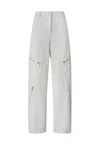 Pinko High-waisted Wide-leg Pants With Zippered Pockets In Gray