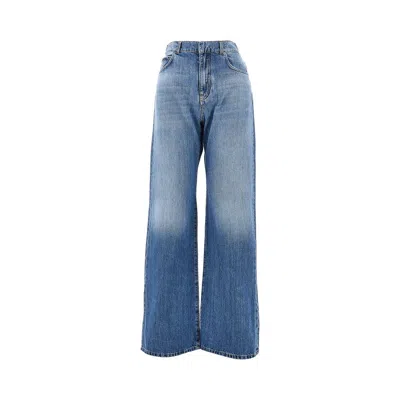 Pinko Ide Leg Jeans With Fadings In Transparent