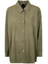 Pinko Ikebana Suede Over Shirt In Light Musk
