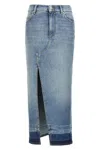 Pinko Blue Skirt With Split On The Front And Logo Patch On The Back In Blue