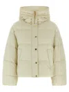Pinko Quilted Hooded Jacket Front Pockets In Neutral