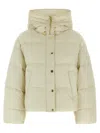 Pinko Quilted Hooded Jacket Front Pockets In Neutral