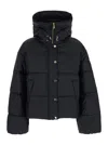 Pinko Cropped Black Coat With Hooded Neckline And Embroidered Logo In Black