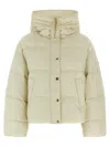 Pinko Quilted Hooded Jacket Front Pockets In Neutral