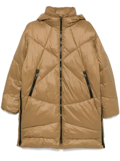 Pinko Relaxed Silhouette Brown Puffer Jacket In Multi