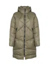 Pinko Insulated Technical Canvas Short Puffer Jacket With Hood In Ivy