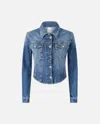 Pinko Indigo Denim Bustier Jacket In Medium Dark Vintage Wash