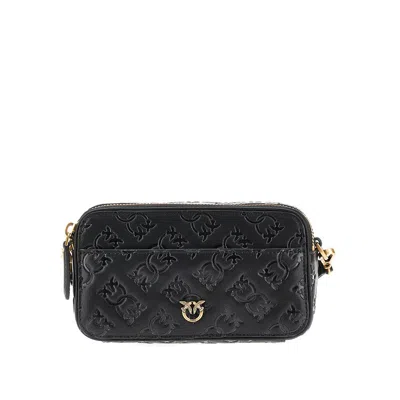 Pinko Ini Camera Bag With Love Birds Motif In Black