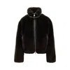 Pinko Ink-effect Faux Fur Blouson Jacket In Brown