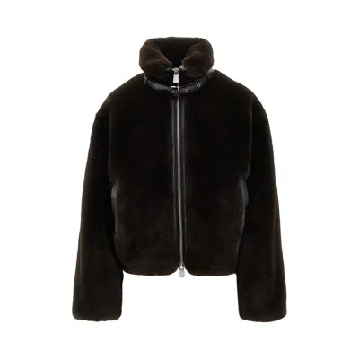 PINKO INK-EFFECT FAUX FUR BLOUSON JACKET