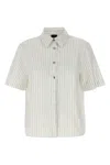 Pinko Multicolored Striped Short Sleeve Button-up Shirt In Nude