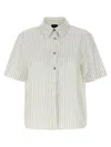 Pinko Multicolored Striped Short Sleeve Button-up Shirt In White