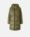 Pinko Insulated Technical Canvas Short Puffer Jacket With Hood In Ivy Green