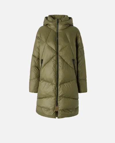 Pinko Insulated Technical Canvas Short Puffer Jacket With Hood In Ivy Green