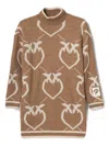 Pinko Intarsia-knit Dress In Brown