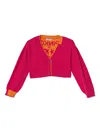 Pinko Intarsia Knit-logo Cardigan In Pink