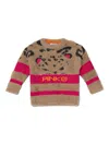 Pinko Intarsia Knit-logo Sweater In Brown