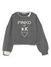 Pinko Intarsia Knit-logo Sweater In Grey