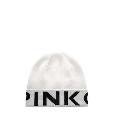 Pinko Intarsia Knit-logo Two-tone Beanie