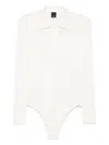 Pinko Intricate Lace Panel Bodysuit With Polo Collar In White