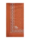 Pinko Intricate Patterned Orange And White Viscose Scarf In Brown