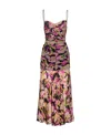 Pinko Abbronzato Sleeveless Floral Georgette Calf-length Dress In Pink