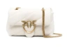 Pinko Matelassé Leather Shoulder Bag With Iconic Love Birds Buckle In White