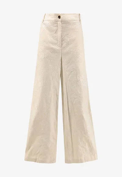 Pinko Ivu Linen Flared Pants In Neutral