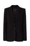 Pinko Single-breasted Blazer With Structured Shoulders In Blue