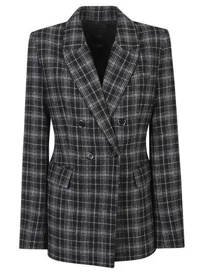 Pinko Double-breasted Check Blazer In Black